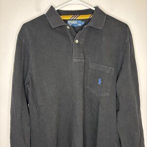 POLO by Ralph Lauren Mesh Long Sleeve Collared Polo Mens XL Black Pony Pocket